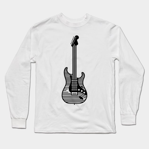Electric Guitar in Lines black Long Sleeve T-Shirt by NebulaWave